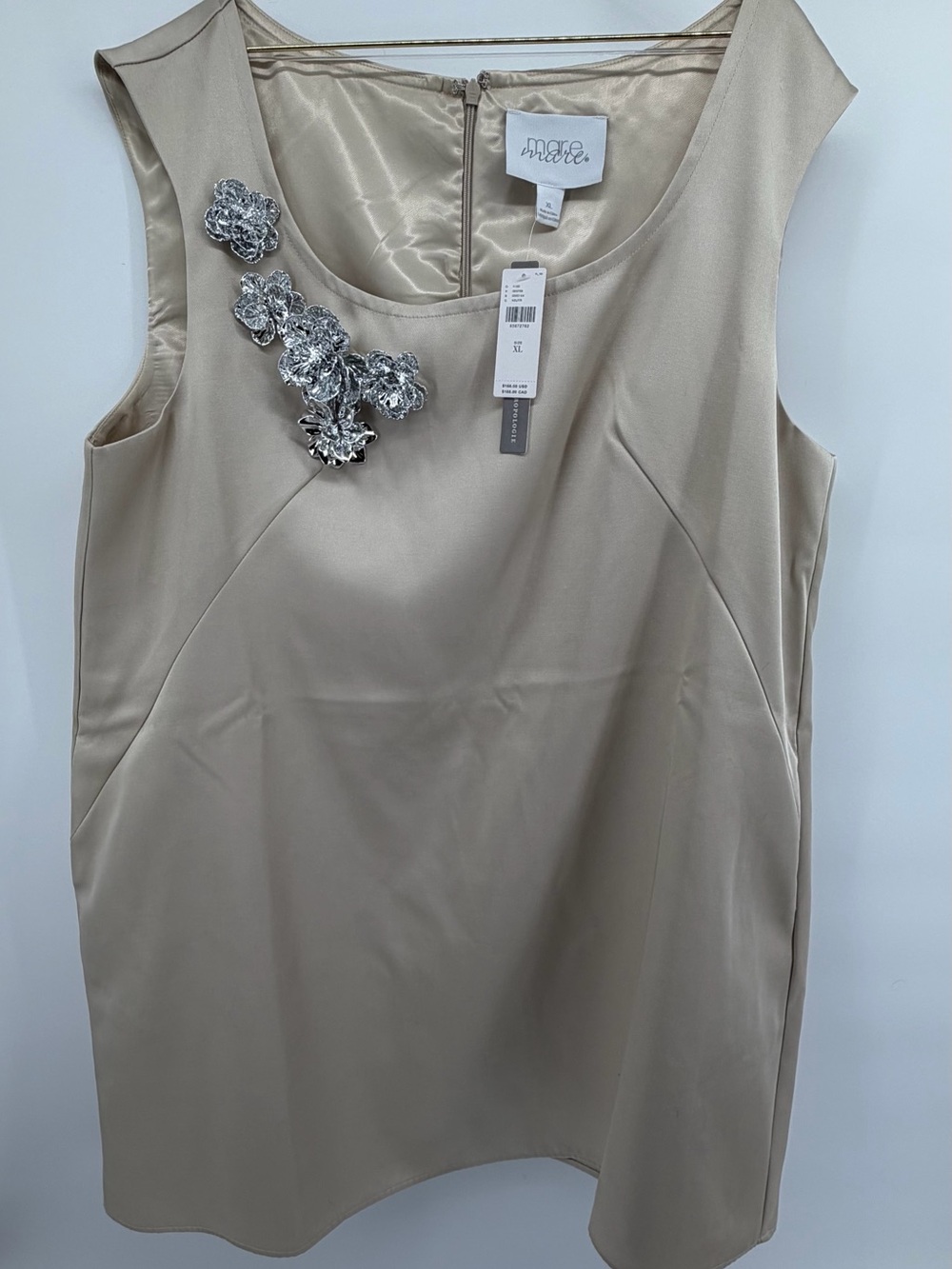 Mare Mare Satin Beige Dress with Brooch